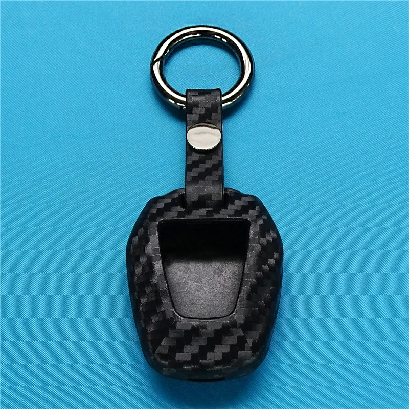 For Isuzu DMAX D-MAX Mu-x 2.5 2 Buttons Ignition Car Key Case Carbon Fiber Silicone Remote Fob Car Black Cover KeyChain