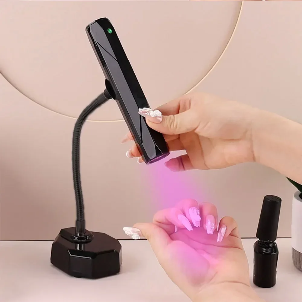 Lámpara UV de escritorio para Realce de uñas, secador de uñas portátil 2 en 1, recargable por USB, secado rápido, 360 °, ajustable, cuello de cisne