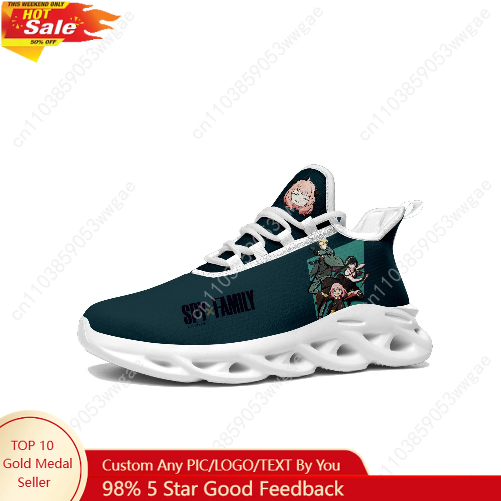 

Spy×Family Lace Mesh Shoes Flat Sneaker Mens Womens Sport Running Shoes Sport Sneakers High Quality Anime Customized Footwears