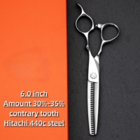 6.0 inch Contrary tooth Professional Barber scissors，man and woman thinning shears，High-end Japan 440C steel Barber accessories