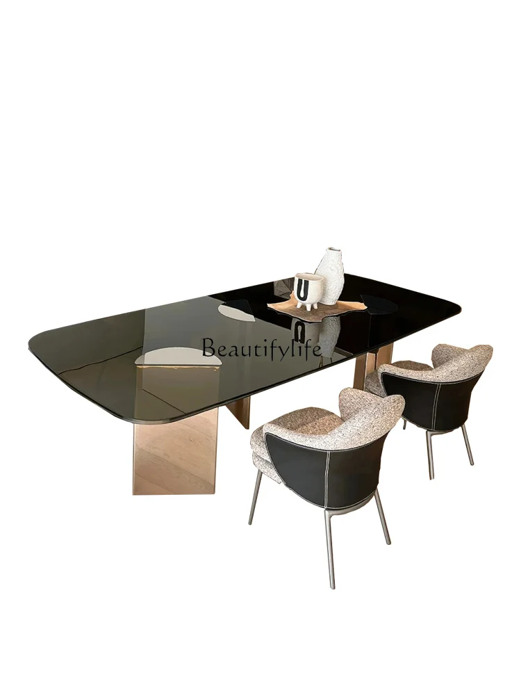 

Suspension Dining Table High-End Rectangular Tempered Glass Italian Minimalist Villa Dining Table