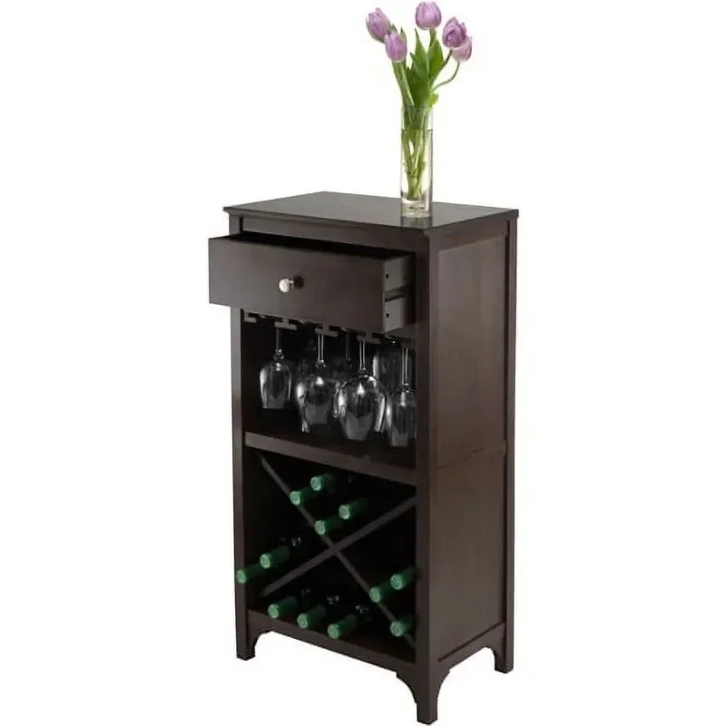 

Wood Ancona Modular Wine Cabinet, X-Shelf, Dark Espresso