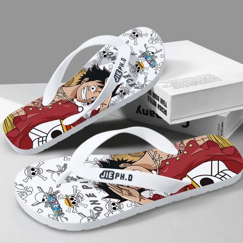 Аниме One Piece Luffy Sauron Мультфильм Креативные ПВХ шлепанцы Модные индивидуальные летние уличные Нескользящие шлепанцы сандалии для пар