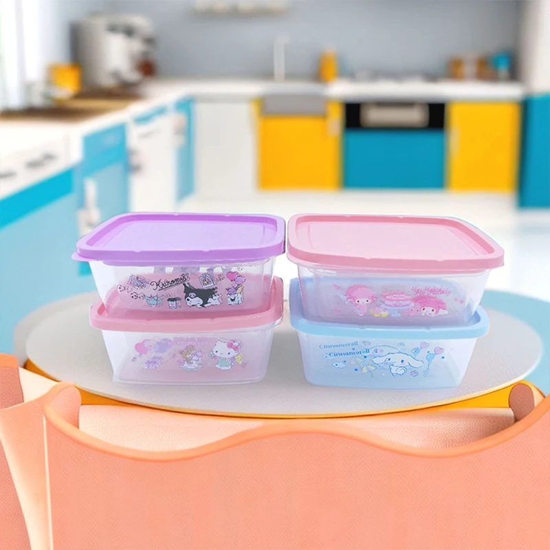 2 pezzi Kawaii Sanrio Bento Box Cinnamoroll Cartoon Student Office Lunch Box frutta Bento scatola di immagazzinaggio sigillata in plastica regali