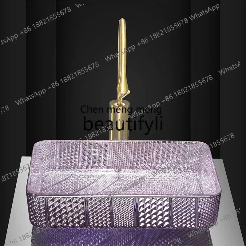 New arrive Top basin, high temperature tempered glass basin, wash basin, bathroom, artist household crystal basin