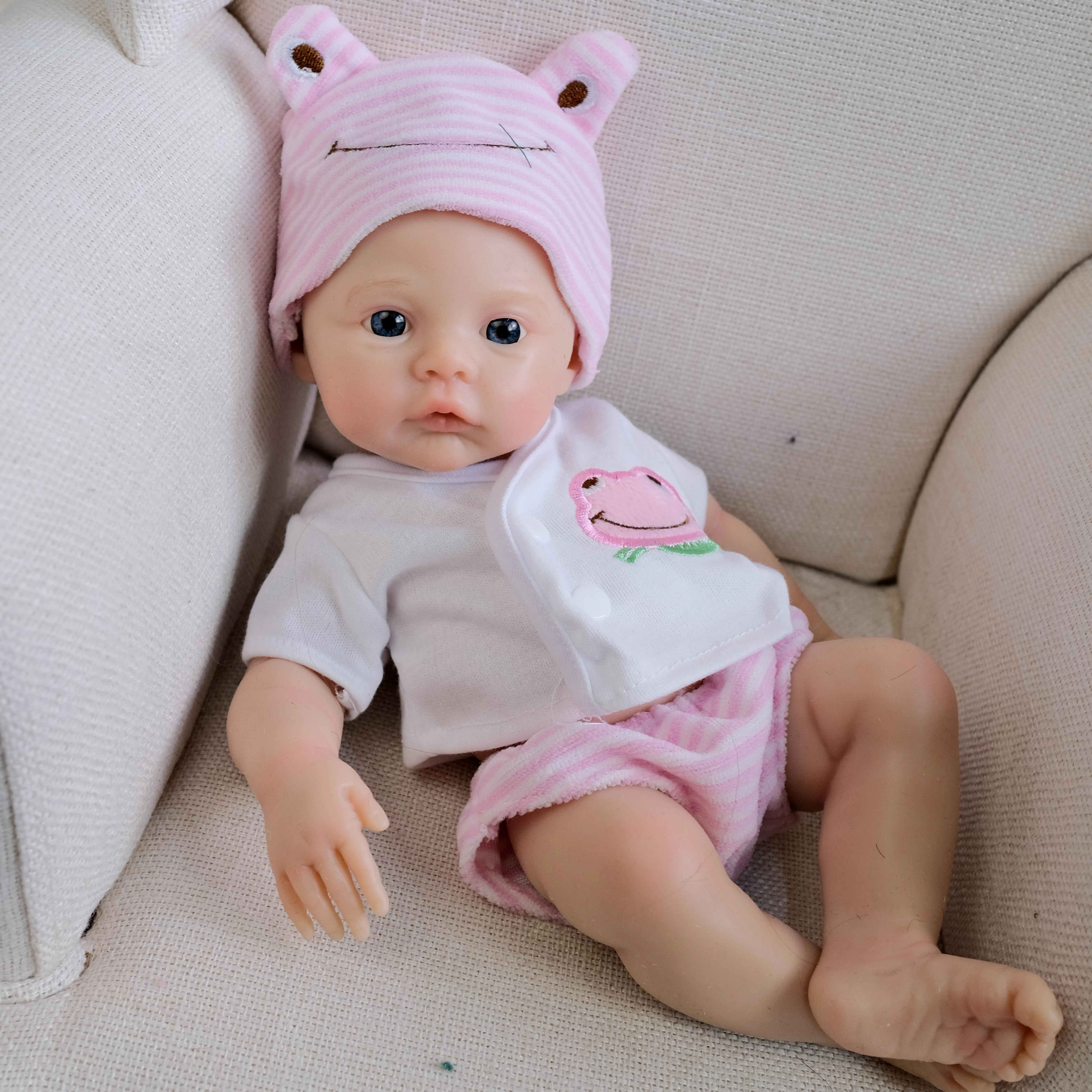 NPK 12inch Full Solid Silicone Reborn Baby Doll Super Soft Flexible Elastic Cuddly Art Doll Multiple Layers Painting