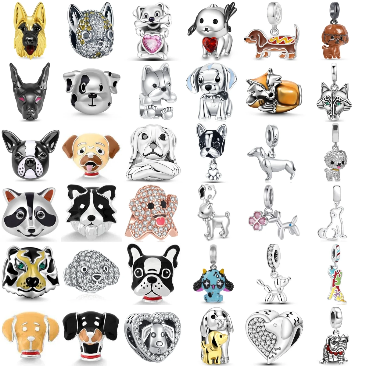 Nueva moda, Plata de Ley 925, serie Pet, colgante con dije de perro y zorro, vida DIY, pulsera Original, joyería, regalo para mujer