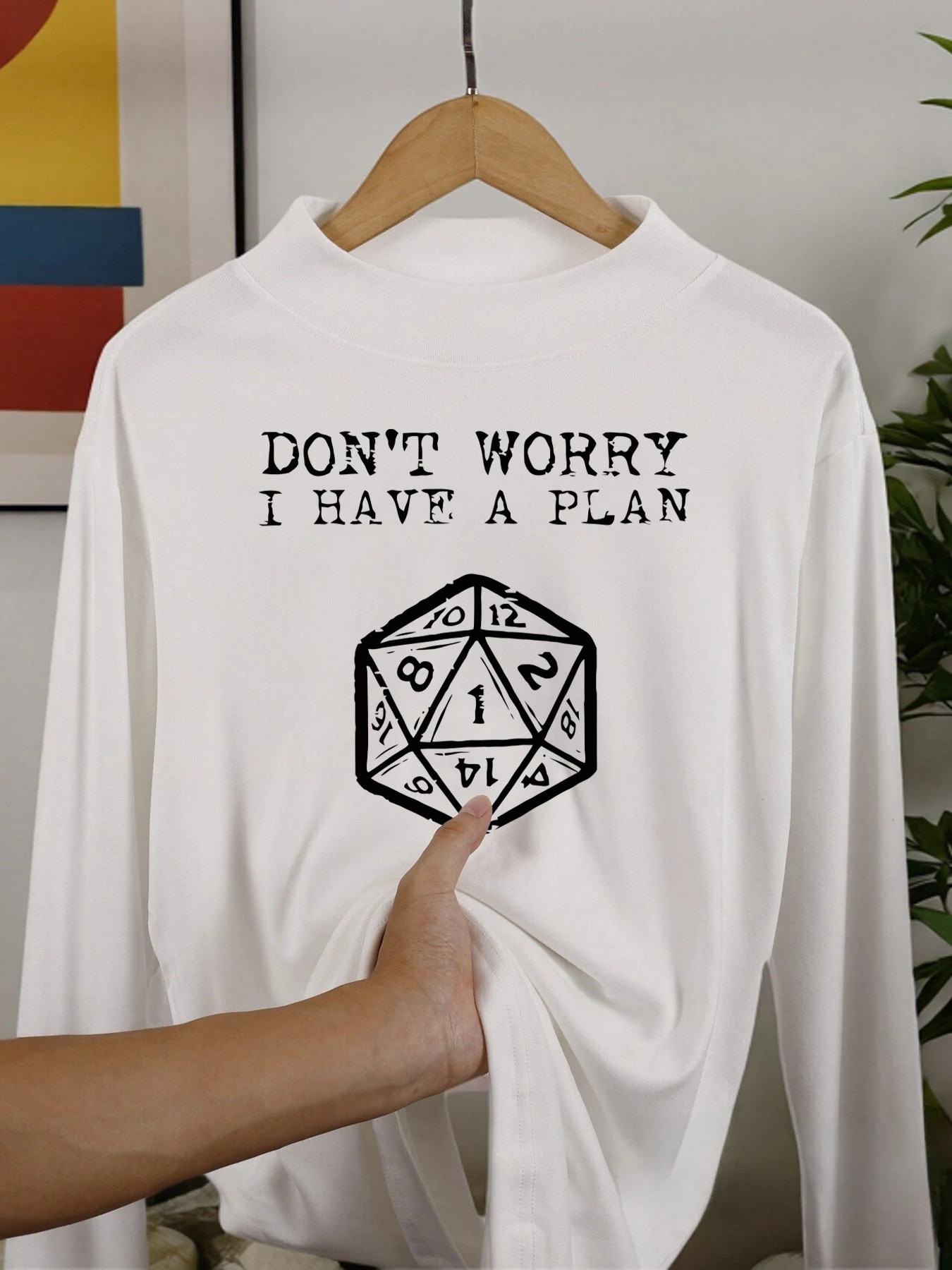 لا تقلق لدي خطة طباعة الذكور قمصان طويلة الأكمام الشتاء الخريف قاعدة طبقة ملابس عصرية غير رسمية قميص الياقة المتوسطة