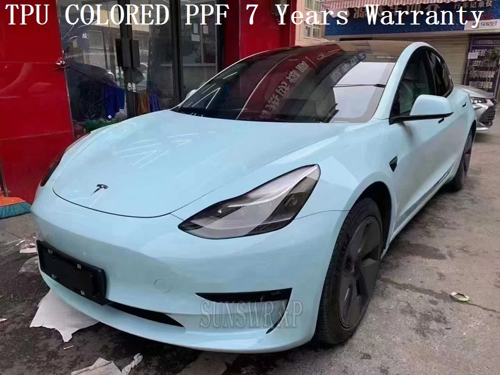 Crystal Glacier Blue Automotive TPU PPF Film Wet Application, Perfect for Boat, Aircraft, Car - Scratch Resistant, Waterproof