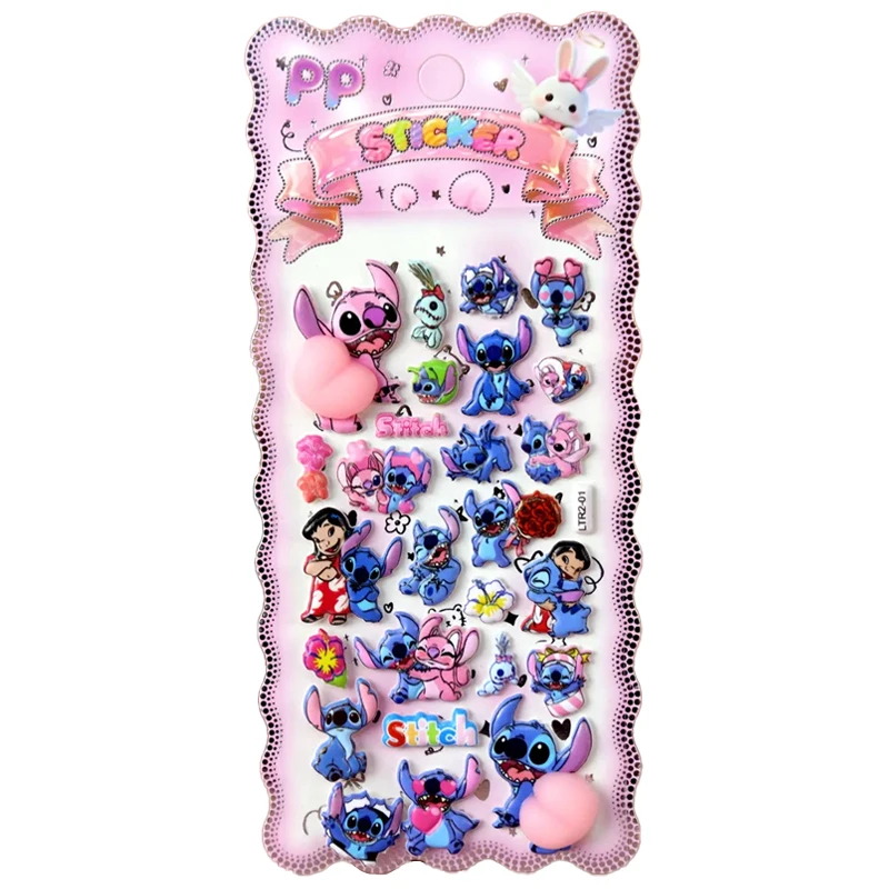 สติกเกอร์ 3 มิติแบบนูน-บับเบิ้ล นุ่ม ยืดหยุ่น รูปทรงก้น พร้อมลายการ์ตูนสติทช์และซานริโอ เหมาะสำหรับตกแต่งเคสมือถือเด็ก