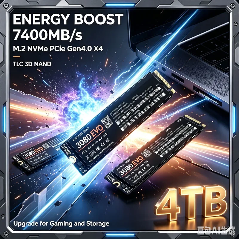 SSD M.2 NVMe 7400MB/s 3080 EVO PCIe Gen4.0 X4 TLC 3D NAND 1TB 4TB 2280 Unidade de Estado Sólido Interna para Jogos para PS5 PC Laptop