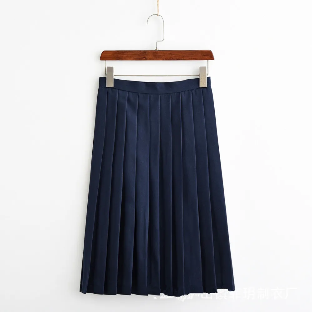 Japanese Uniform Student College Pleated Skirt JK Korean Sailor Navy School Uniform High Waist Knee Length Skirt For Girl