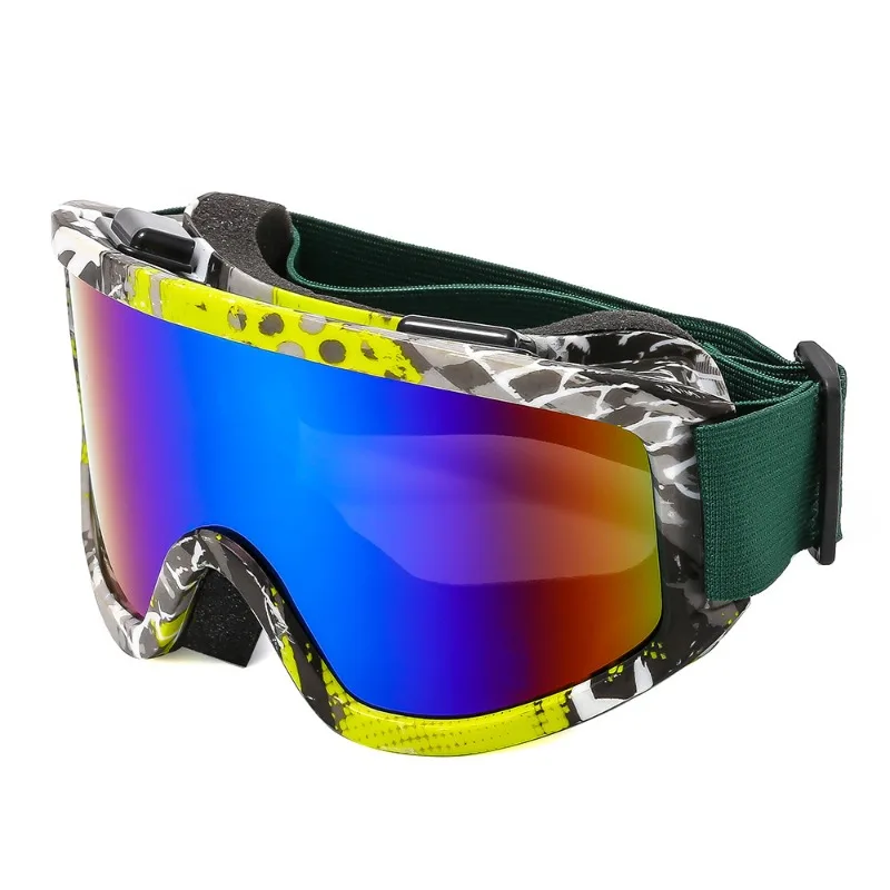 Outdoor Ski Goggles, Colorful Anti-fog and Windproof Large-frame Mountaineering Goggles, Eye-protection Sports Glasses.