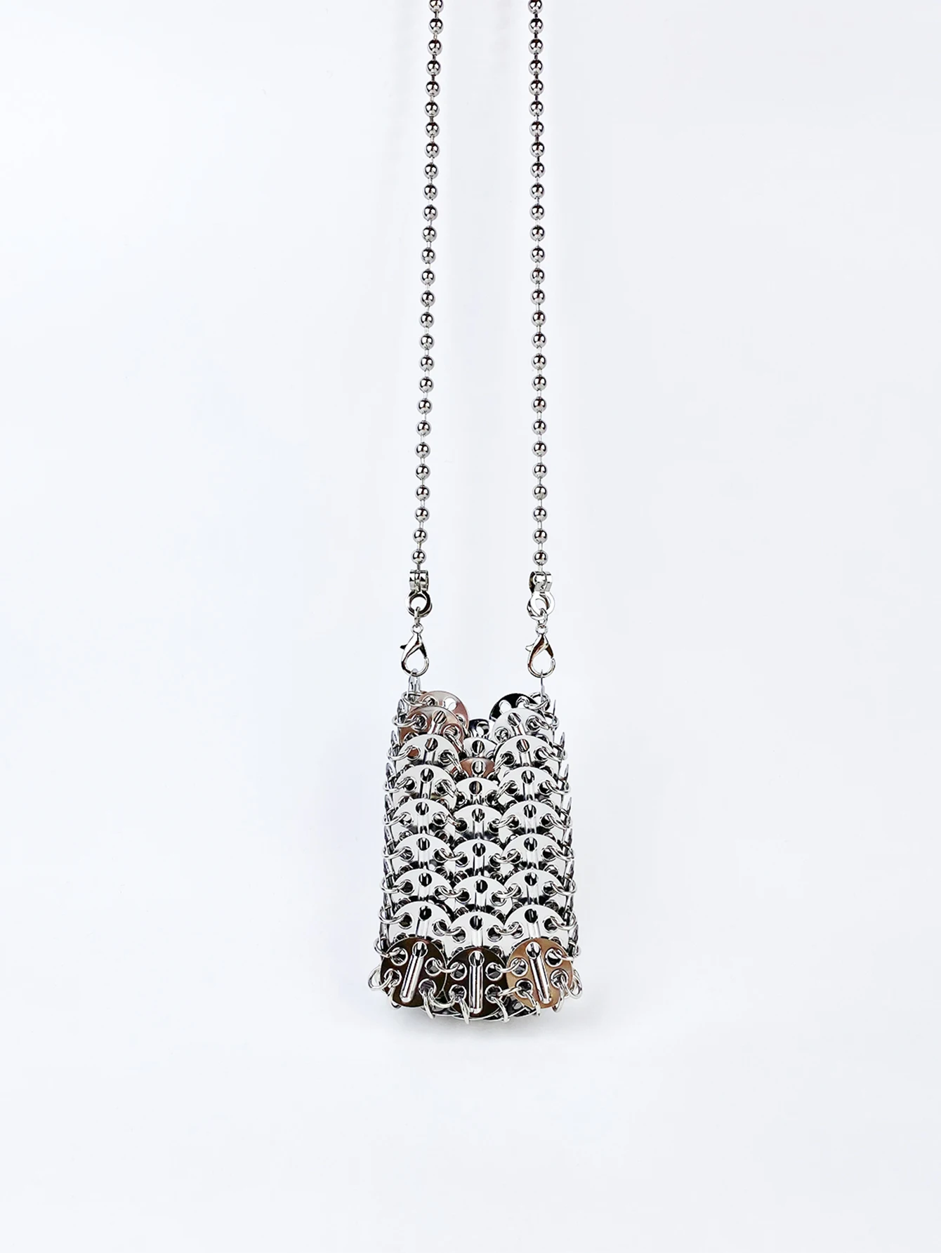 New Metal Silver Shining Trendy Phone Lipstick Bag Chain Strap Single Shoulder Crossbody Small Bag for Women