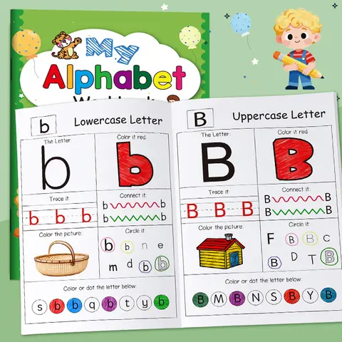 Activity Portable and Durable English 48 Pages Alphabet Connection Creative Drawing Preschool ABC Coloring Workbook Writing Book