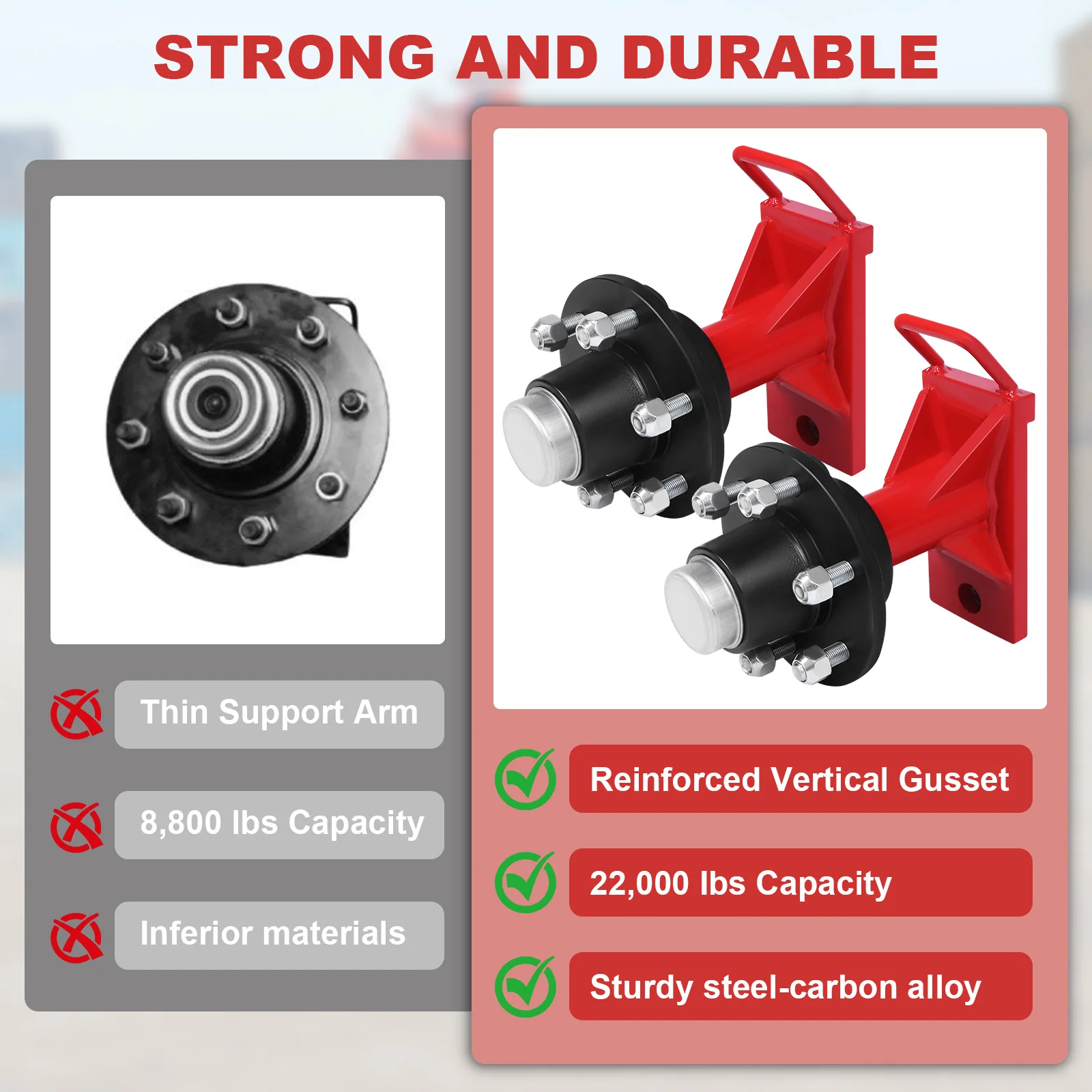 

2Pack Shipping Container Wheels Kit W/ 6Lug with Ratchet Tie 22000LBS Capacity for Moving 20ft-40ft Empty Containers