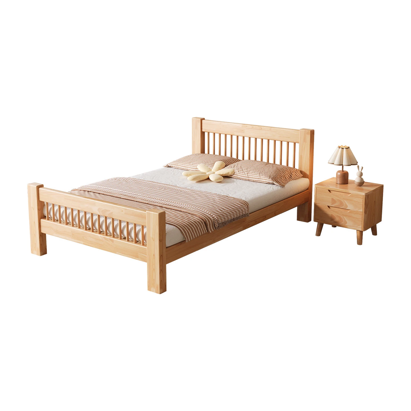 Bedroom Furniture Soft-Packed Light Luxury Children's Solid Wood Bed Wooden Bed Frame Wooden Beds for Child
