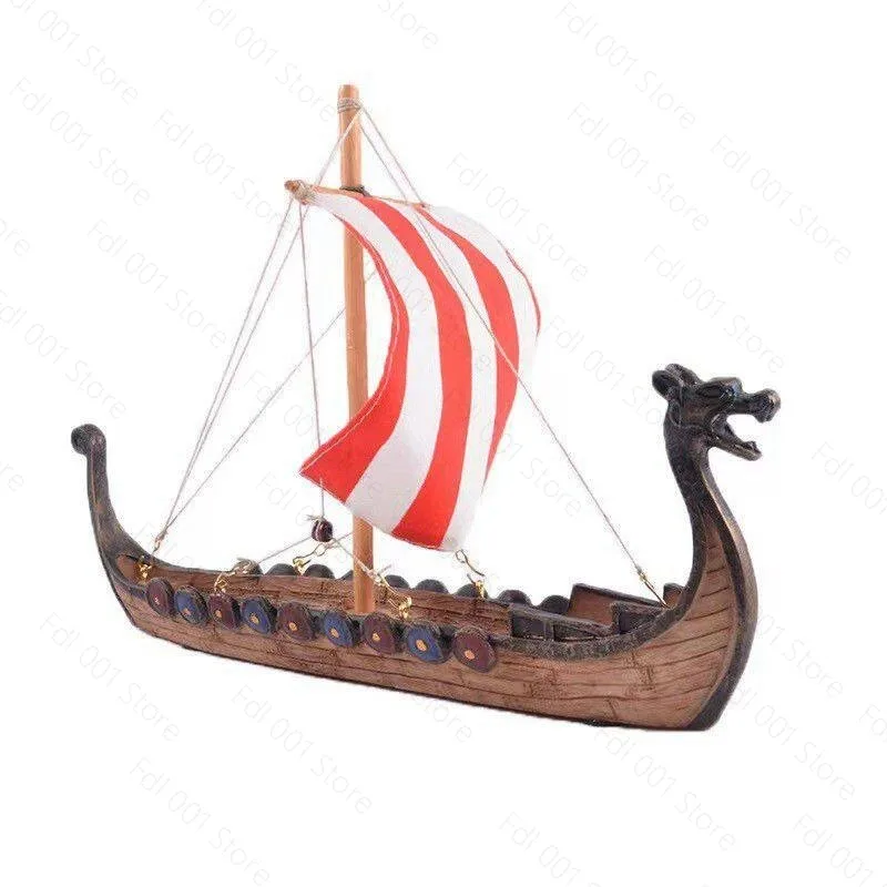 Retro nostalgic sailing boat dragon boat creative home ornament solid wood resin high-end decoration
