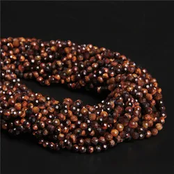 High Quality Tiger Eye Micro Faceted Bead Natural Red 2/3/4mm Tiny Loose Stone Beads Fit Bracelet Necklace Rings Accessories 15
