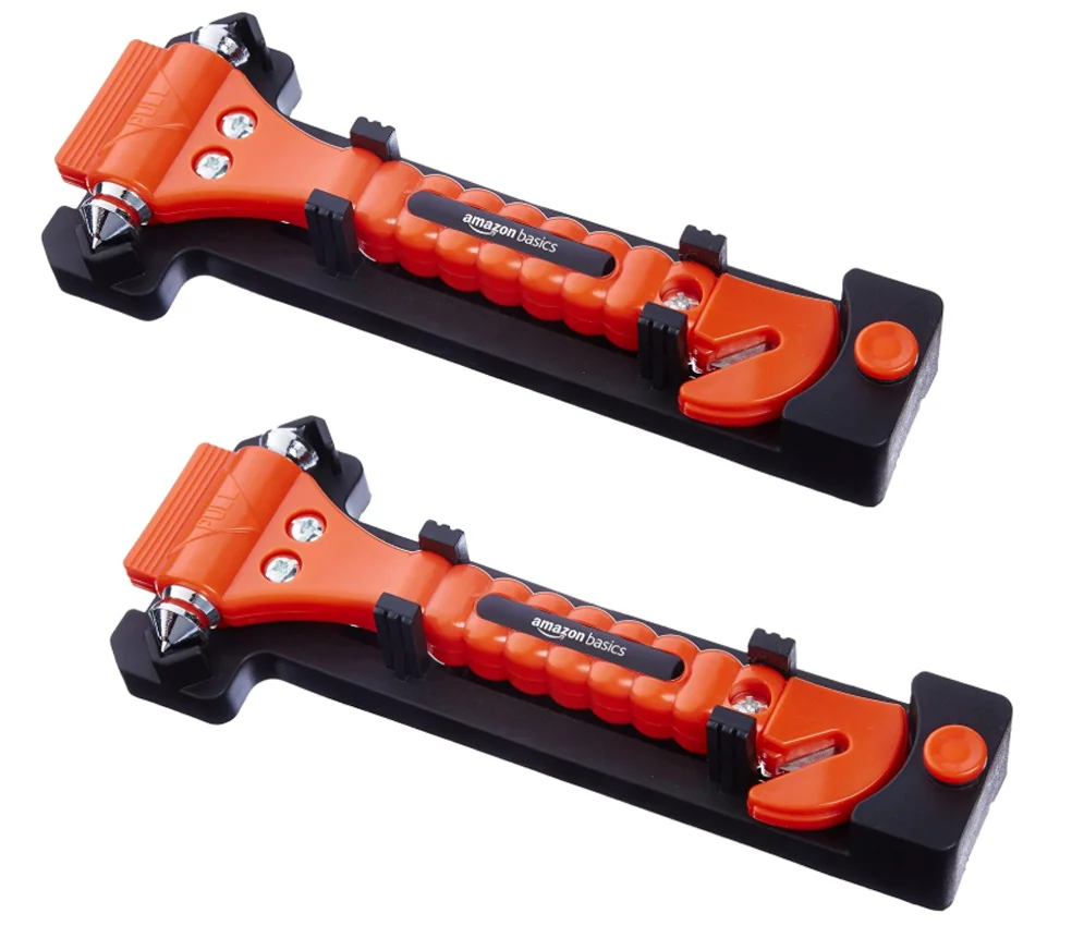 Emergency Escape Tool, Car Safety Hammer w/ Protective Bracket, Bright Orange