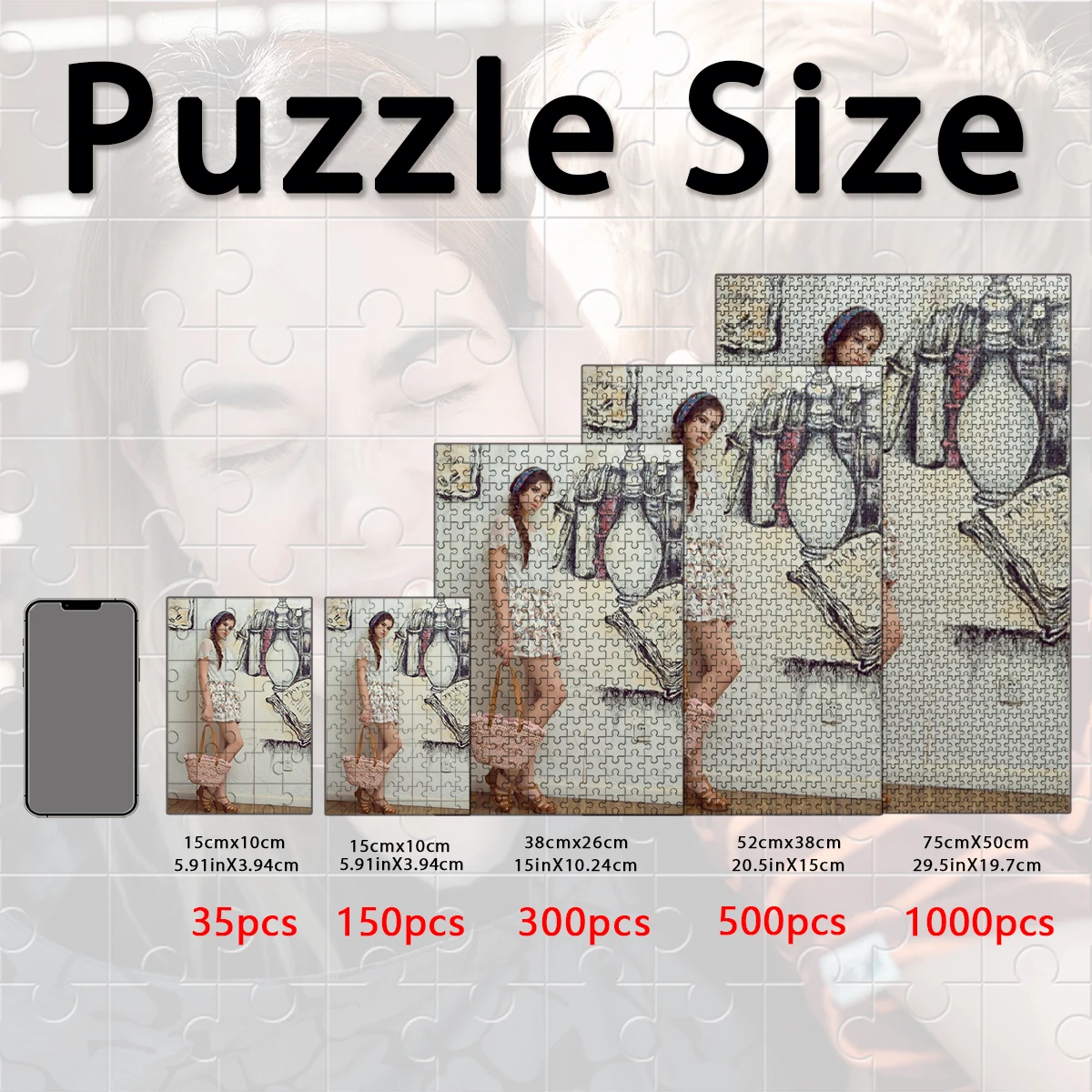 

1pc Custom Photo Single Portrait Wooden Jigsaw Puzzle,Ideal Anniversary,Wedding,Birthday,Valentine Gift For Family Friends