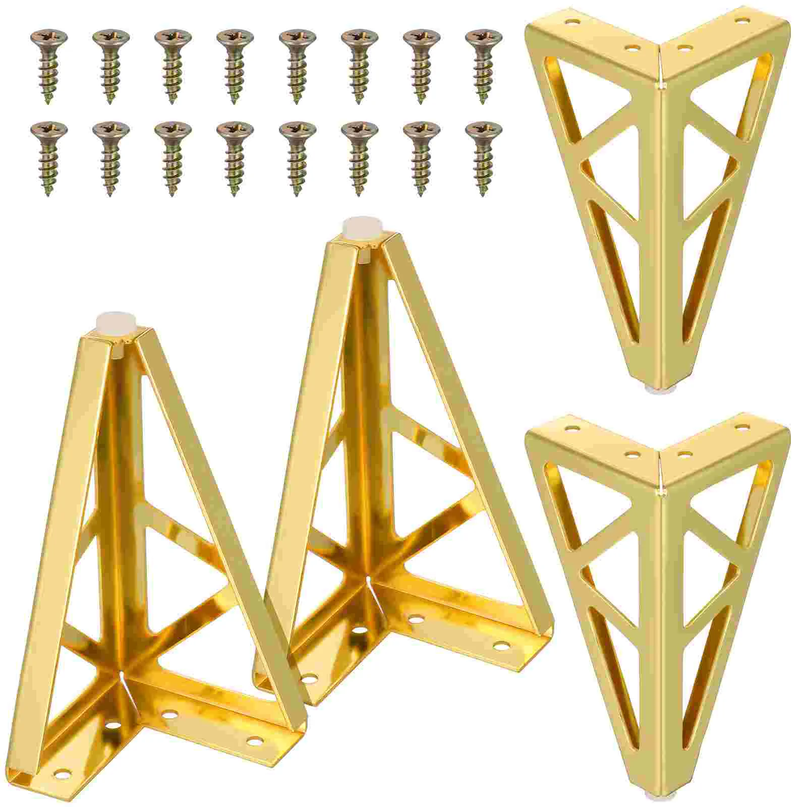 

4 Pcs Furniture Legs Foot Supports Short Metal for Table Cabinet Shelf Golden Heavy Duty Replacement Sofa Legs Stable Versatile