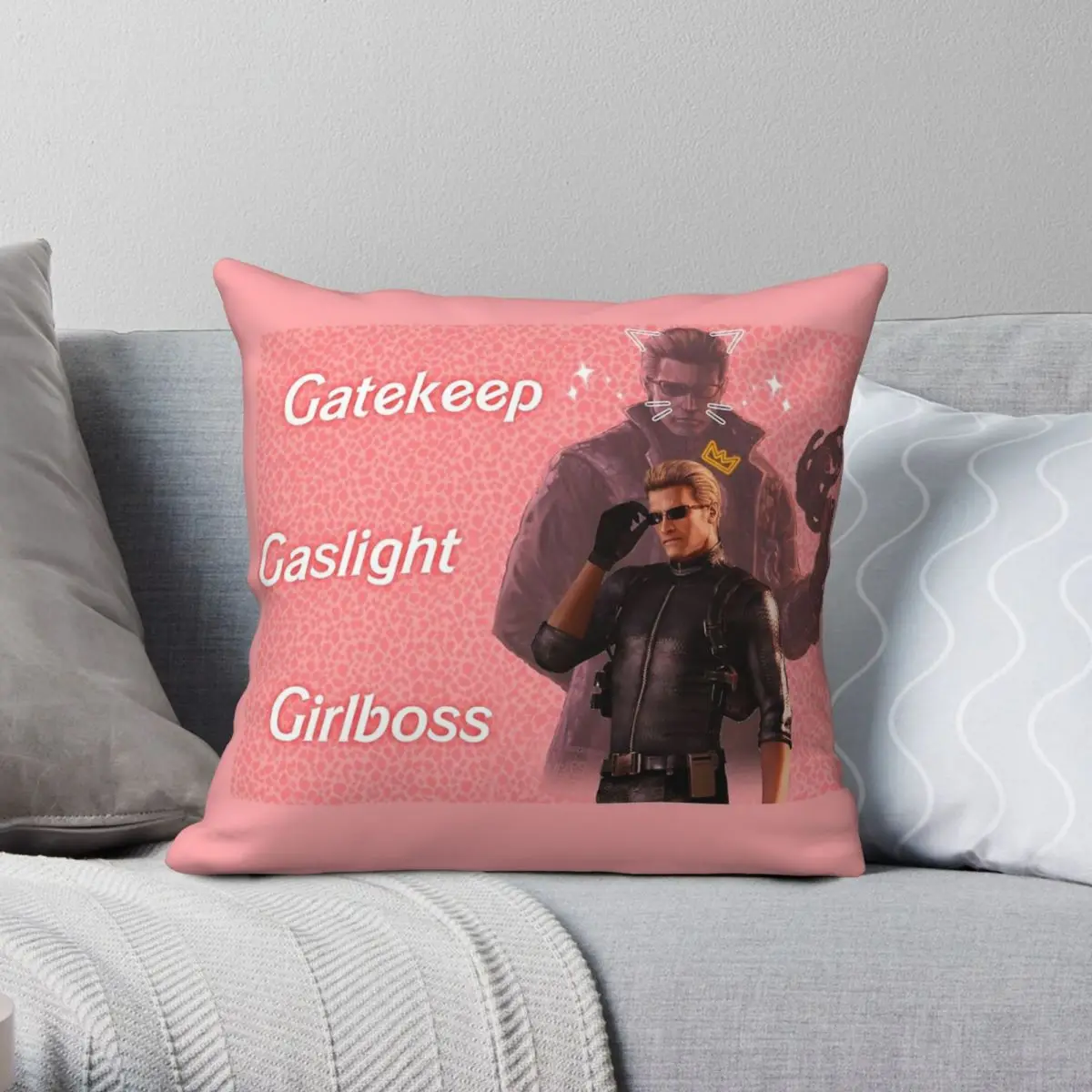 

Albert Wesker Gaslight Gatekeep Square Pillowcase Polyester Linen Velvet Pattern Zip Decorative Home Cushion Cover