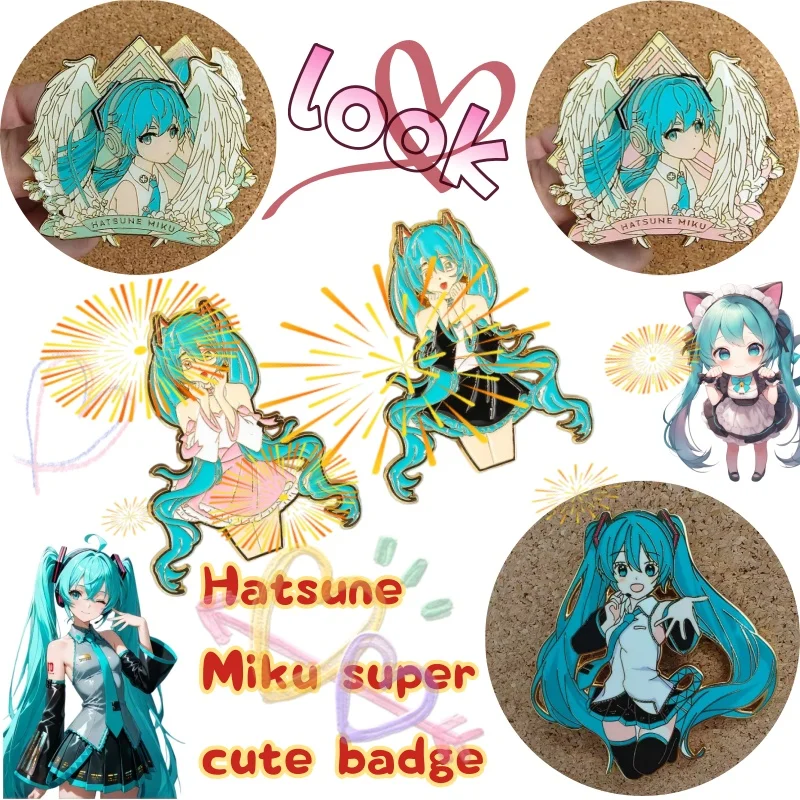 

Hatsune Miku Surrounding Super Cute Metal Brooch anime Sweet Girl cos Cartoon Costume Bag Accessory Badge