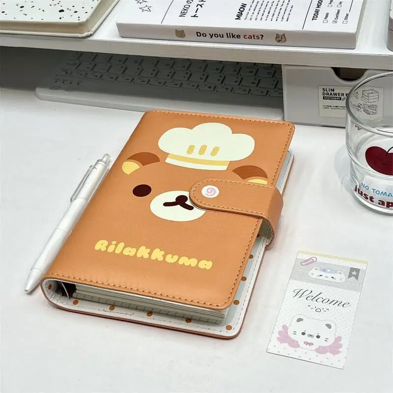 A6 60Page Rilakkuma Cortex Magnetic Attraction Loose-Leaf Notebook Cartoon Pattern Paper Thick Student Knowledge Point Notepad