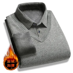 Casual Quente Falso Dois Suéteres Masculinos, Moda Inverno, Pulôveres, Camisas Twinset, de Boa Qualidade, 4XL