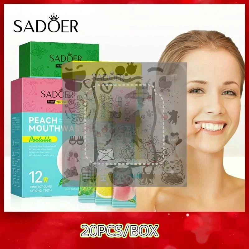 SADOER 20pcs Teeth Whitening Lemon Flavor Freshen Your Breath And Clean The Debris Between Teeth Oral Freshening Mouthwash