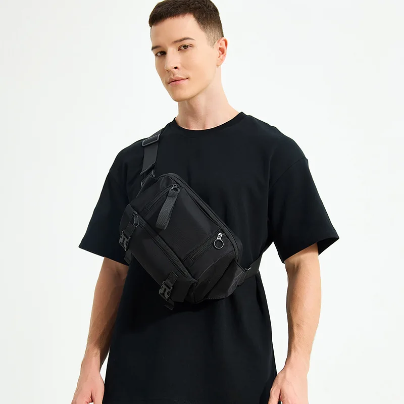 

Men's nylon waterproof mobile phone chest bag outdoor sports cycling crossbody backpack shoulder small body bag