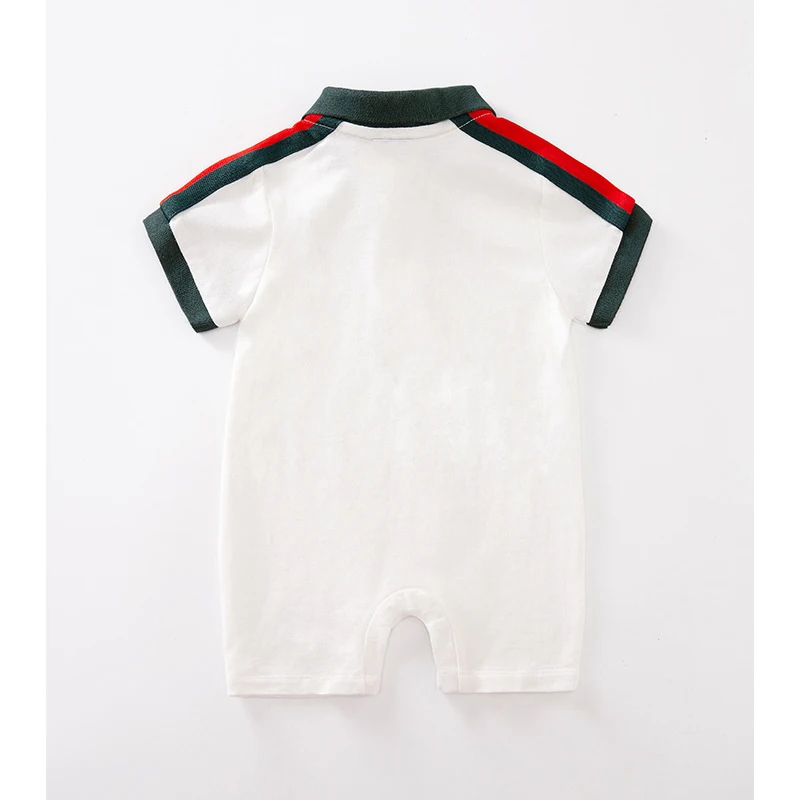 Summer Infant Boys Romper Short Sleeve Half Button-Up Collared Overalls Fashion Baby Clothing for Newborns And Toddlers
