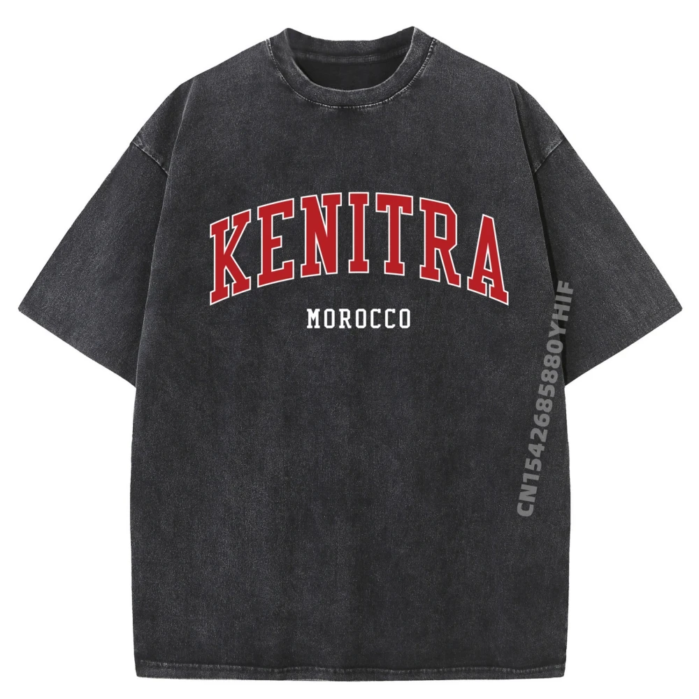 

Kenitra Morocco College University Style T-shirts Men Summer Normal Tops Tees Discount Retro Washed T-shirts Male