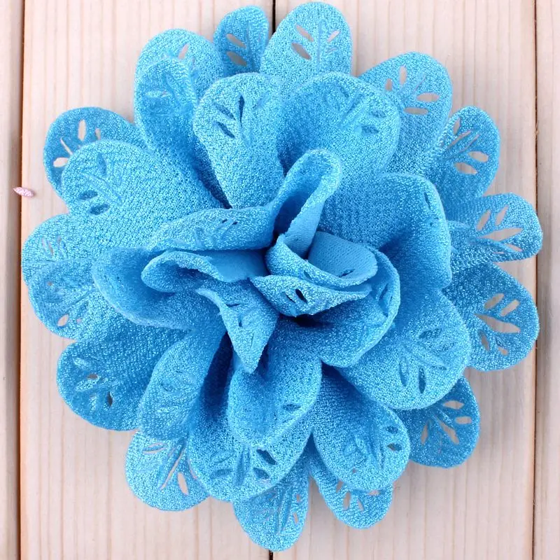 

200pcs/lot 3.8" 12 Colors Factory Price Chic Hollow Out Eyelet Fabric Flower Hair Accessories For Children Apparel Headwear