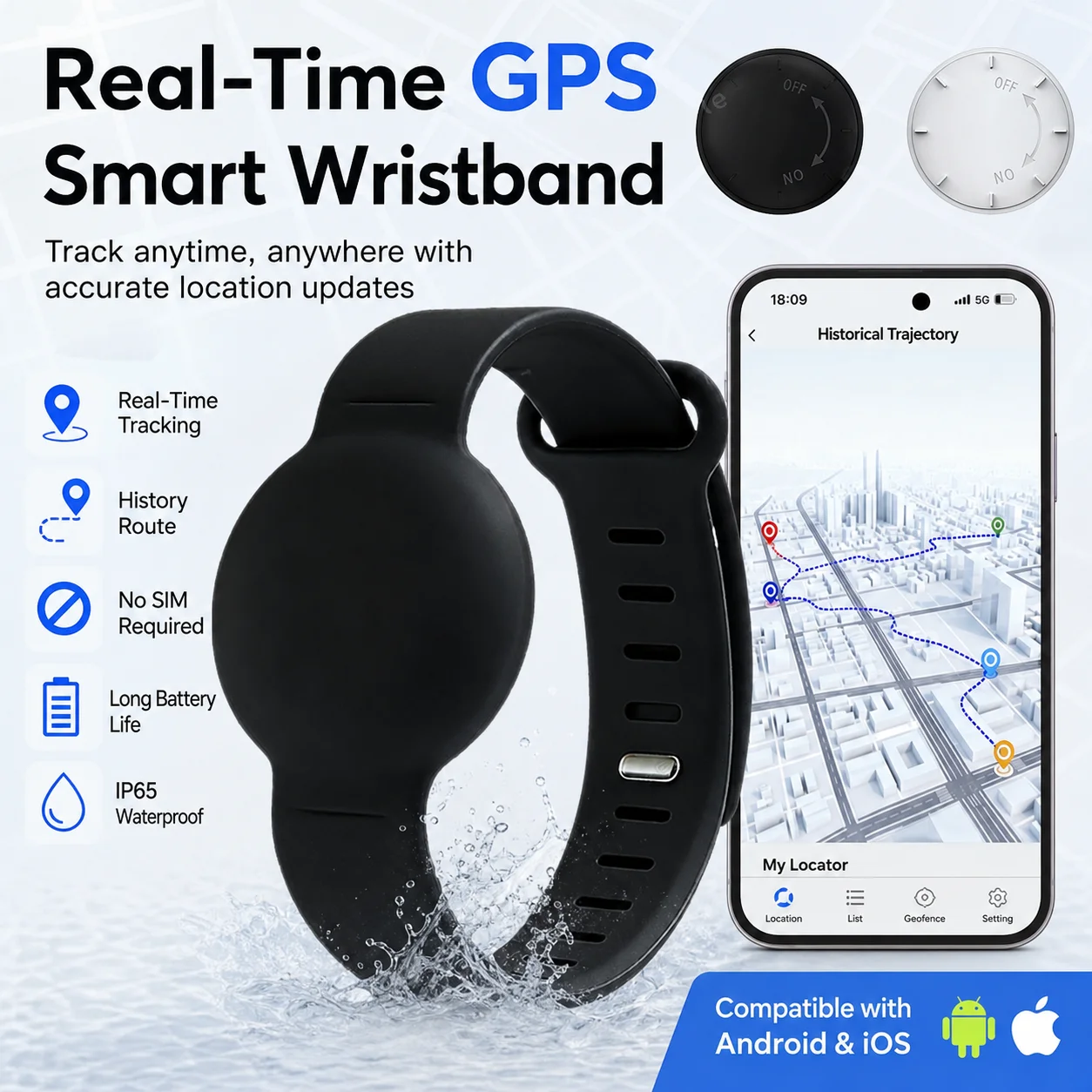 New Global Tracker Children's Wristband Waterproof Locator Suitable For Android IOS Systems Pet Tracking Anti-Lost GPS Tracker