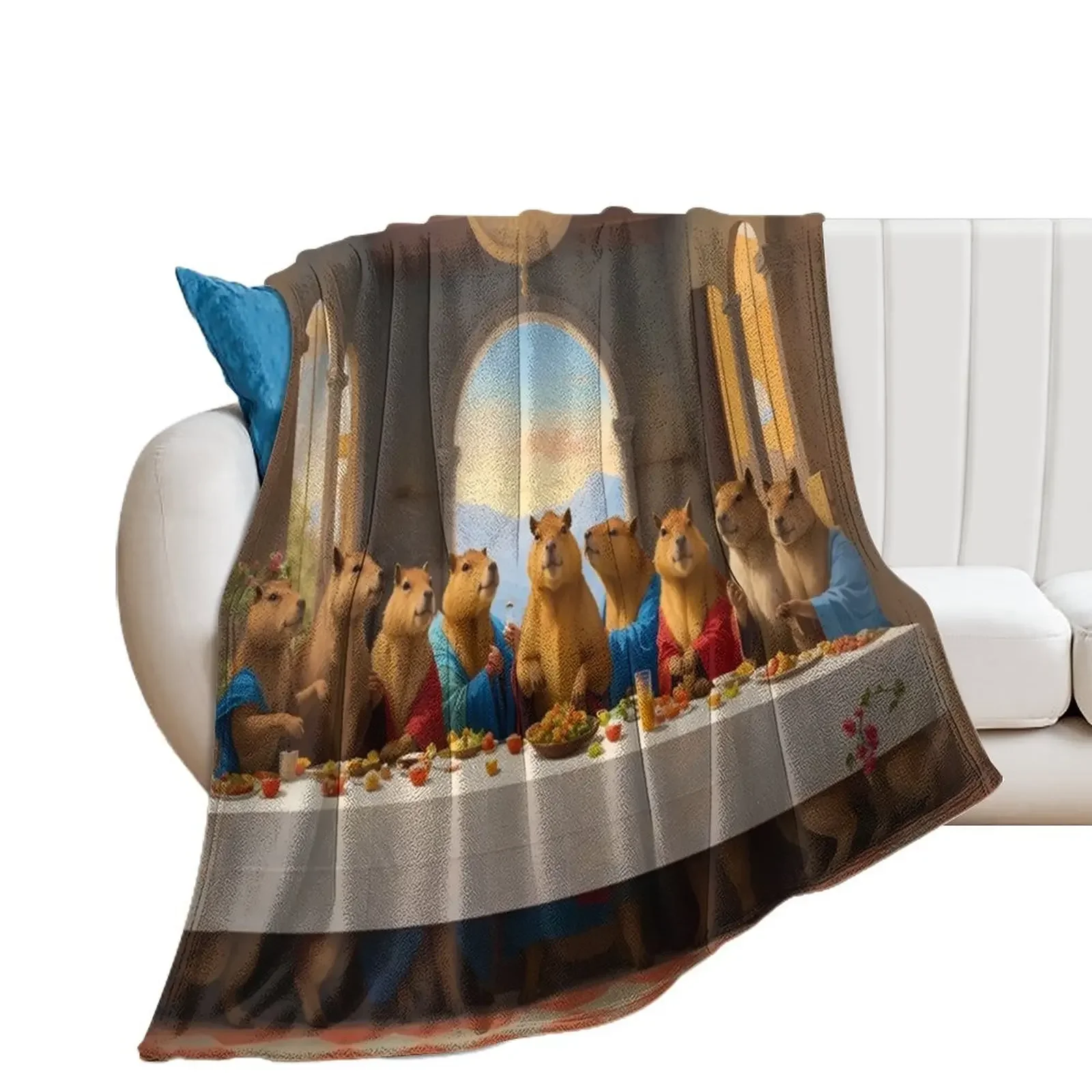 

Capybara Last Supper Throw Blanket decorative Personalized Gift Blankets