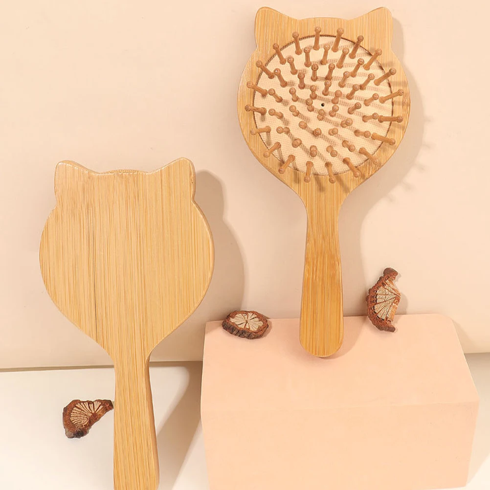 

Cat Ear Bamboo Hair Brush for Women Detangling Comb Smooth Teeth Cute Paddle Styling Tool Teen Girls Bamboo