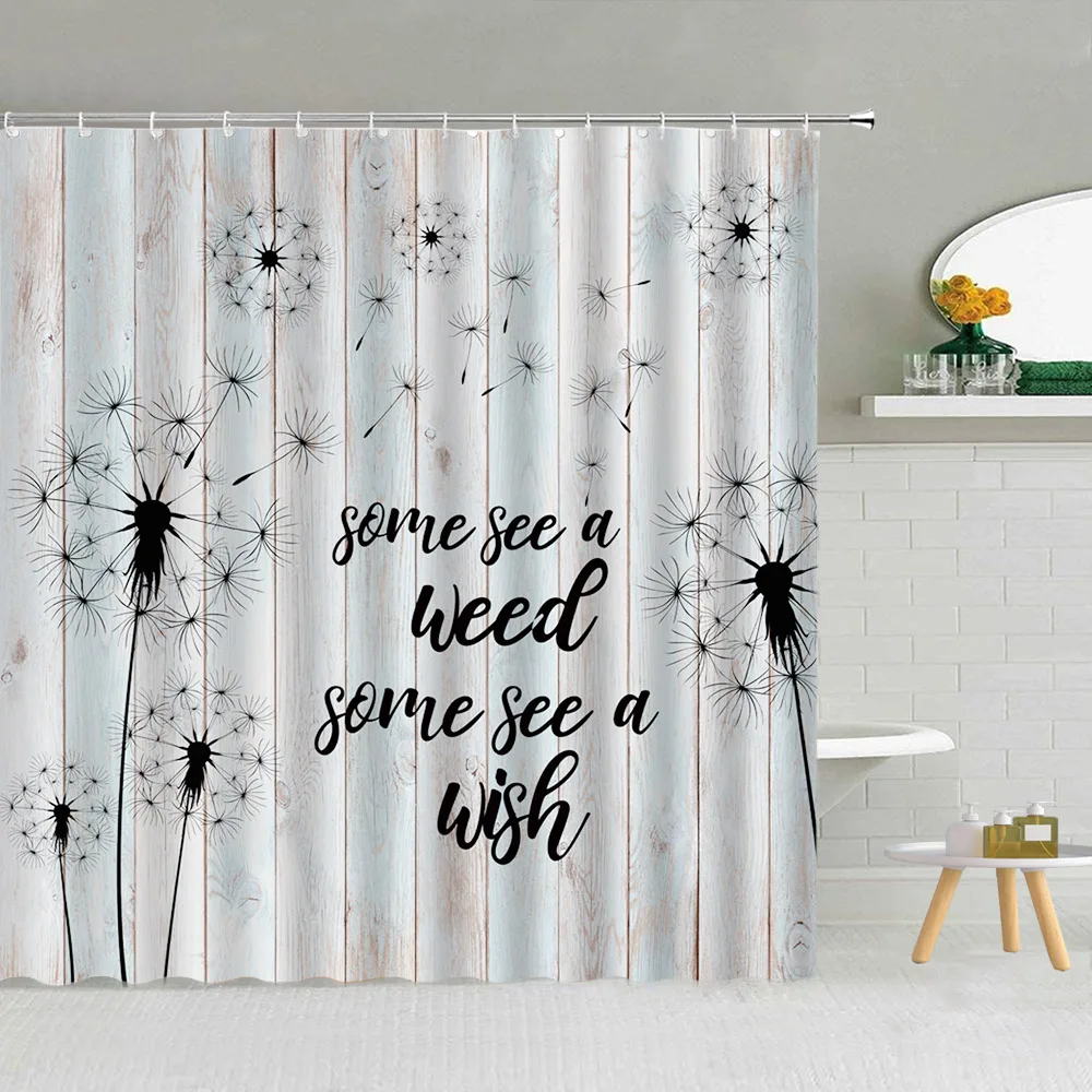 Trees Shower Curtains Abstract Watercolor Rustic Outdoor Branches Butterflies Dandelions Inspirational Bathroom Decoration