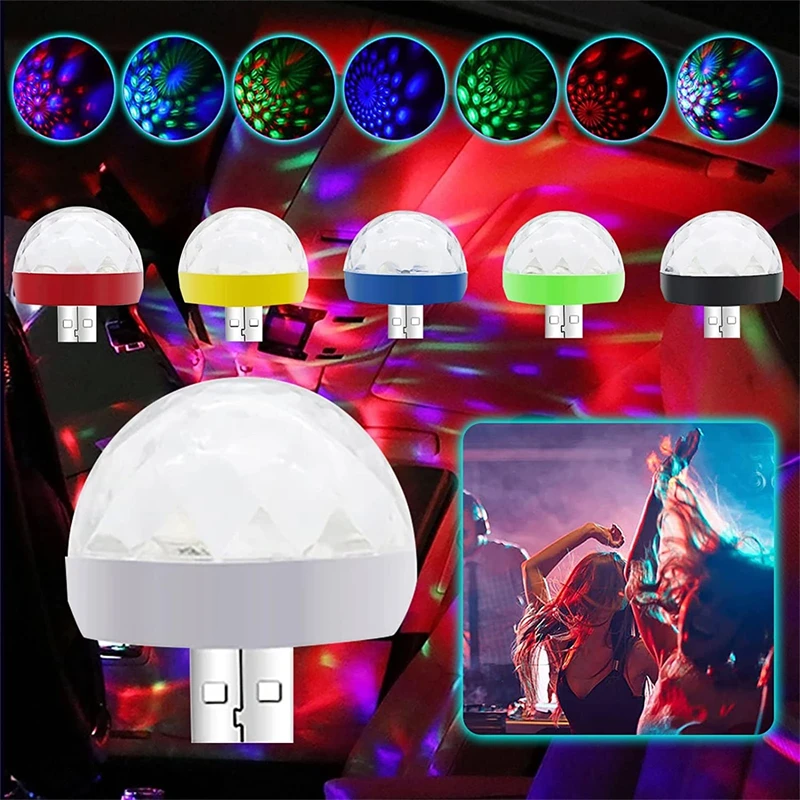 

1/3pcs Car USB Ambient Light Colorful Mini Disco Ball Light LED Car Atmosphere Light for Karaoke Car Home Xmas Parties Pool Club