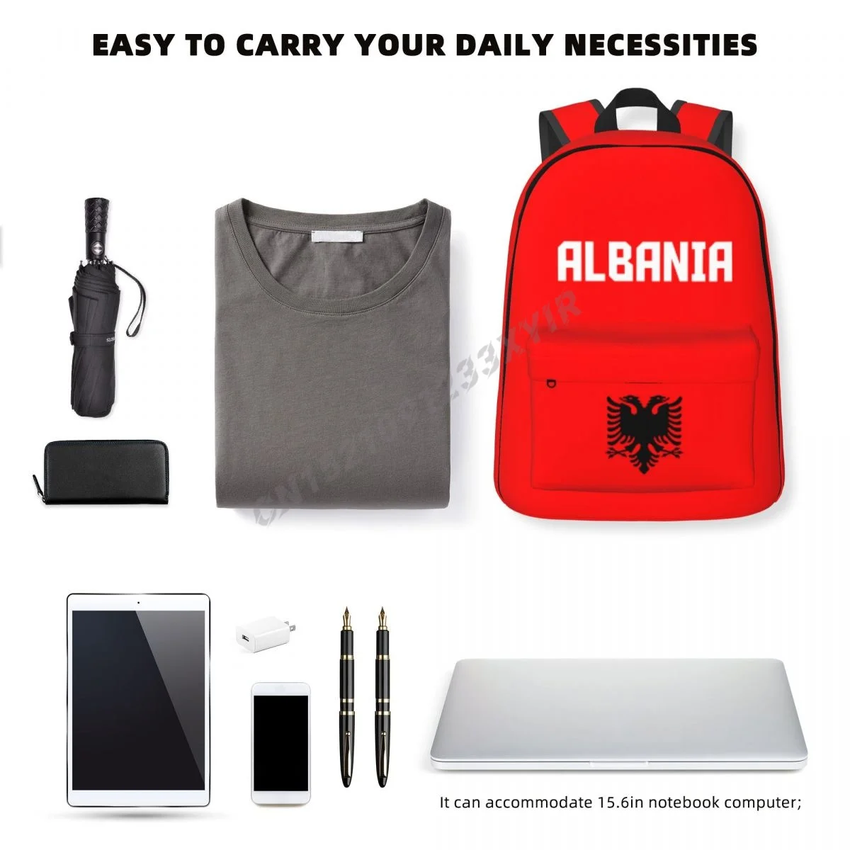 Unisex Backpack Albania Flag Albanian Stitch Schoolbag Messenger Bag Case Laptop Travel Bag Mochila Gift