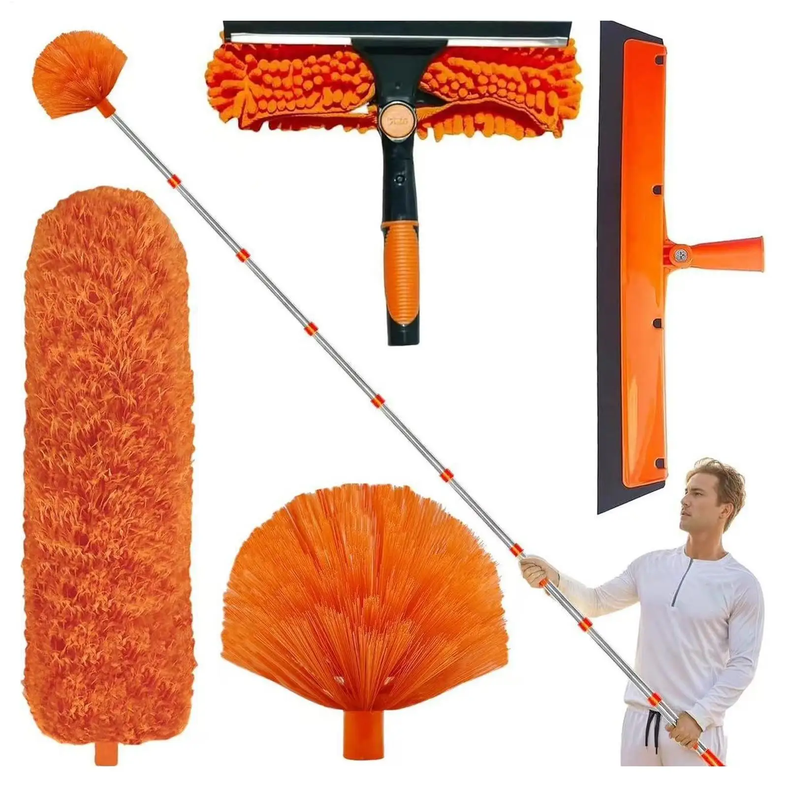 Ceiling Duster High Reach Microfiber Spider Web Duster Multi-Function Ceiling Fan Brush for Dusting Cleaning Window Lampshade