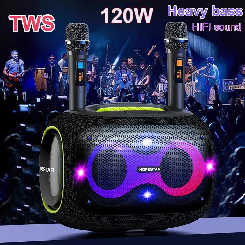 120W High Power Portable Wireless Bluetooth Speaker HIFI Stereo Sound Family Party Box Karaoke Subwoofer Boombox with Microphone