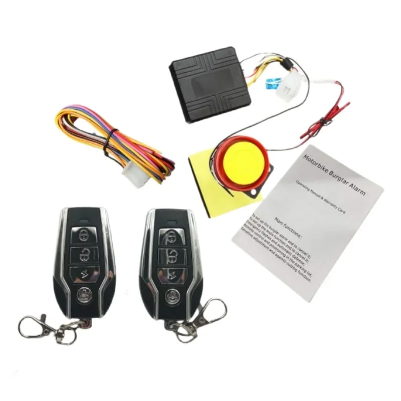 12V Motorcycle Theft Protection Remote Activation Motorbike Burglar Alarm Accessories With 2x 4 Button  Remote Control Key