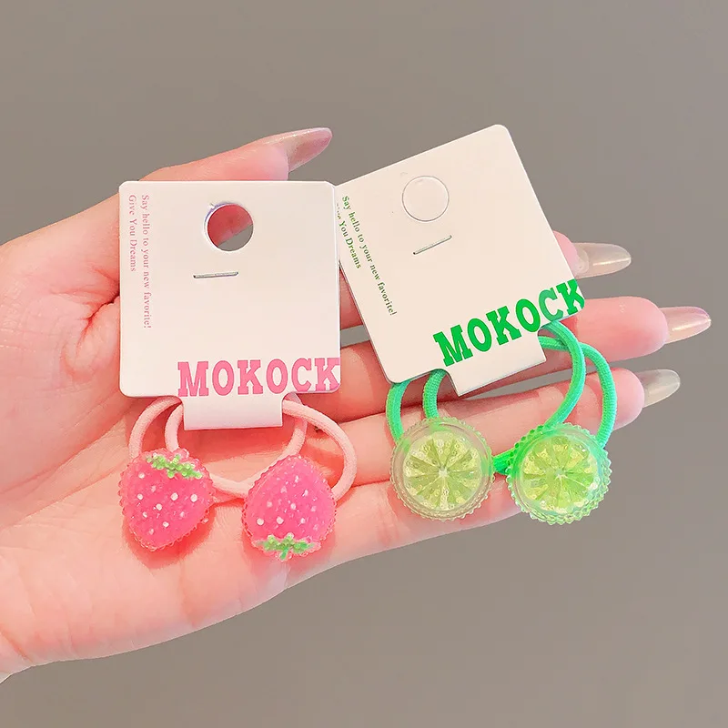 2026 New 2/10pcs/set Fuzzy Fruit Flower Shell Hair Ties No Hurt Hair Glitter Resin Decor Soft Elastic for Baby Girls Toddler view 2