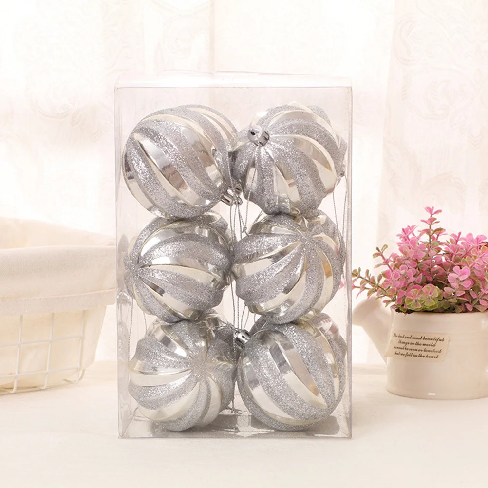 

12Pcs Christmas Ball Pendant Hanging Ornaments Silver Glitter for Tree Holiday Party Home Decoration Christmas Tree Hanging Ball