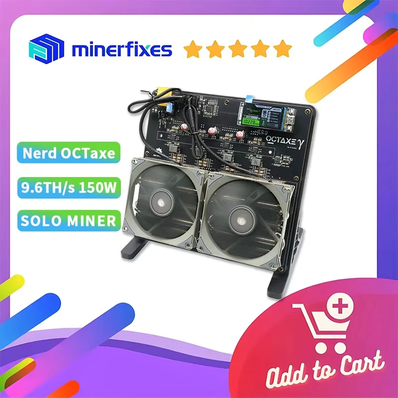 العلامة التجارية الجديدة Bitaxe Nerdminer NerdOCTaxe 9.6T 150W Bitcoin Miner Solo nerdaxe مينر اليانصيب مينر التشفير BTC AirCoolingn minerfixes #1