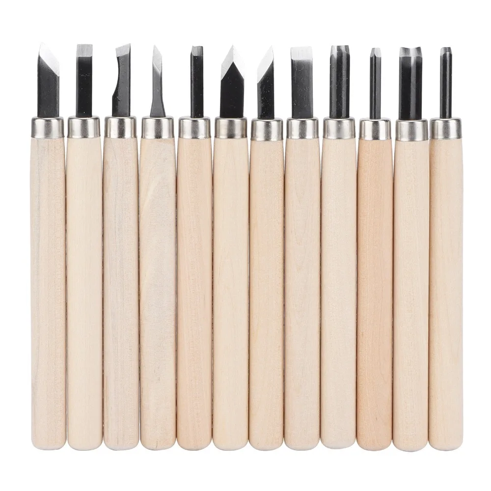 

12PCS Steel Wood Carving Tool Set Different Sizes Storage Box Wood Carving Chisels Professional Carving Chisels