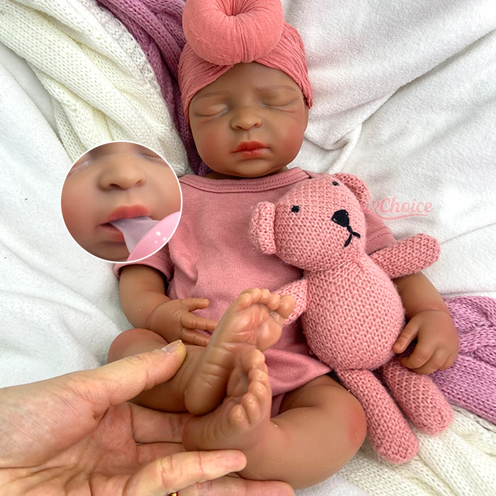 

17Inch Soft Open Mouth Girl Lifelike Silicone Reborn Baby Doll Handmade Waterproof Comfort Companion for Elderly