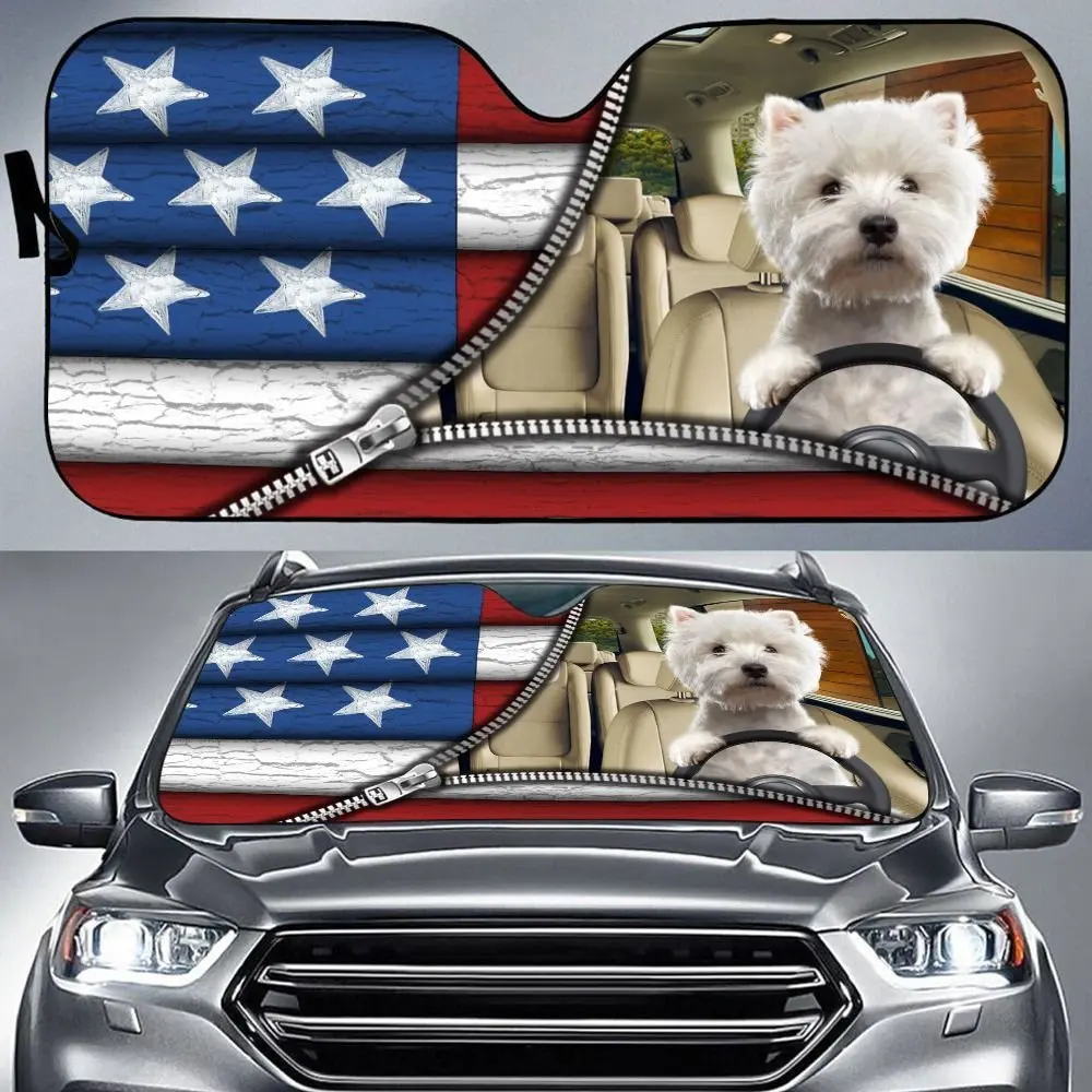 West Highland White Terrier Car Sun Shade, Dogs Windshield, Dogs Family Sunshade, Dogs Car Accessories, Car Decoration, Gift For